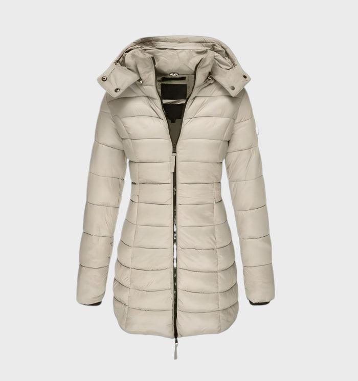 Anouk Winterjacke mit Kapuze in Beige, Vorderansicht
