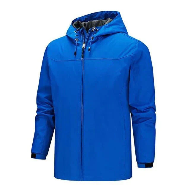 Bastian blaue leichte Kapuzen-Regenjacke, Vorderansicht