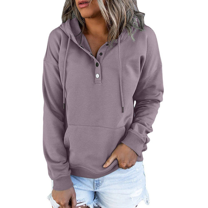 Camilla Hoodie mit Knopfleiste in Lila, Vorderansicht