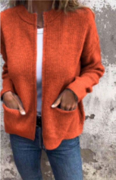 Elina orange Strickjacke mit Reissverschluss, Vorderansicht