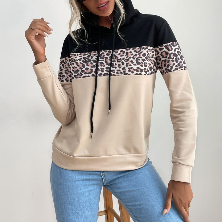 Fenja Colorblock Hoodie mit Leo-Muster, Vorderansicht
