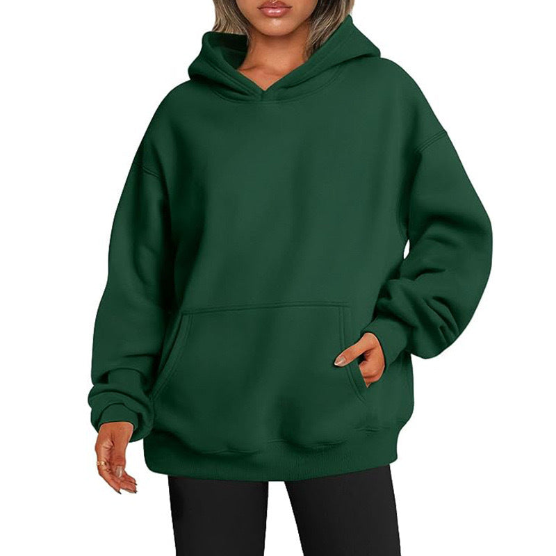 Imara Oversized Kapuzenpullover in Dunkelgrün, Vorderansicht