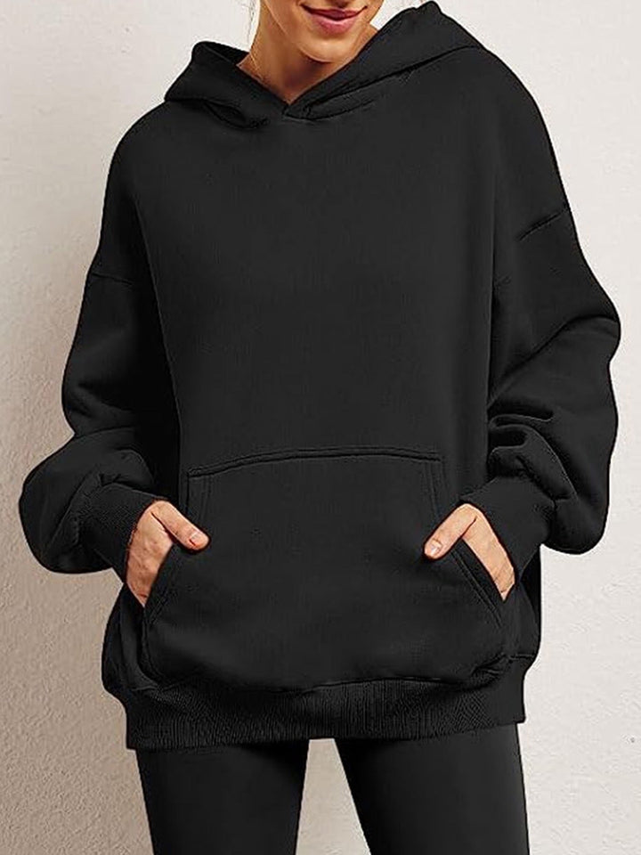 Imara Oversized Kapuzenpullover in Schwarz, Detailansicht