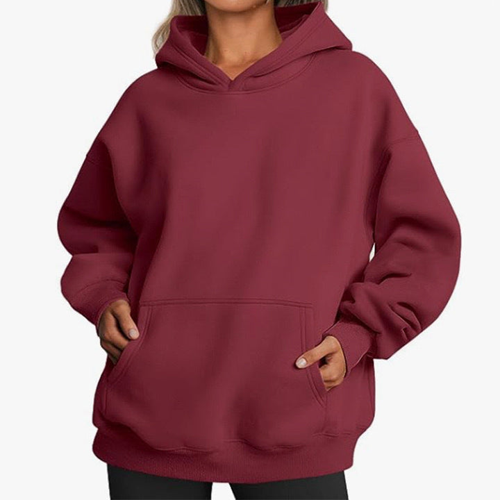 Imara Oversized Kapuzenpullover in Weinrot, Vorderansicht