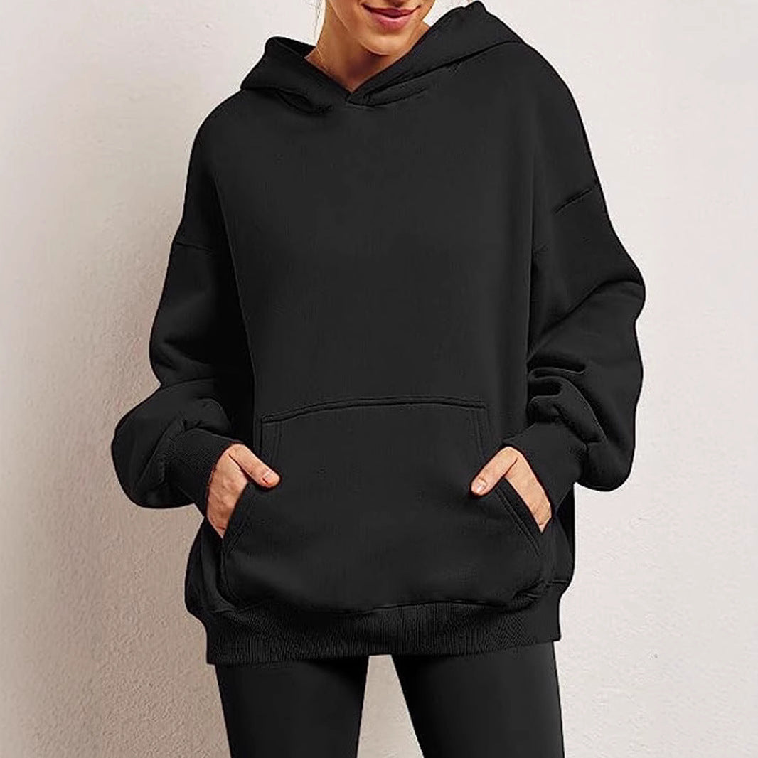Imara Oversized Kapuzenpullover in Schwarz, Vorderansicht