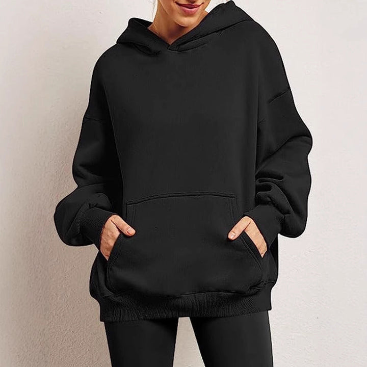 Imara Oversized Kapuzenpullover in Schwarz, Vorderansicht