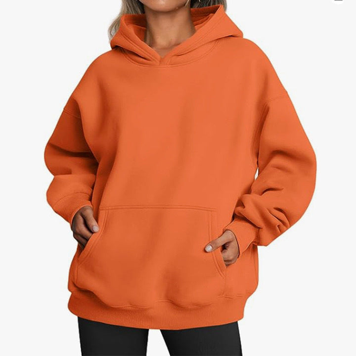 Imara Oversized Kapuzenpullover in Orange, Vorderansicht