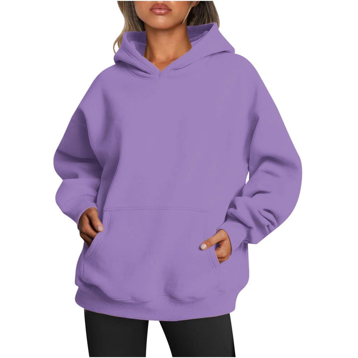 Imara Oversized Kapuzenpullover in Lila, Vorderansicht