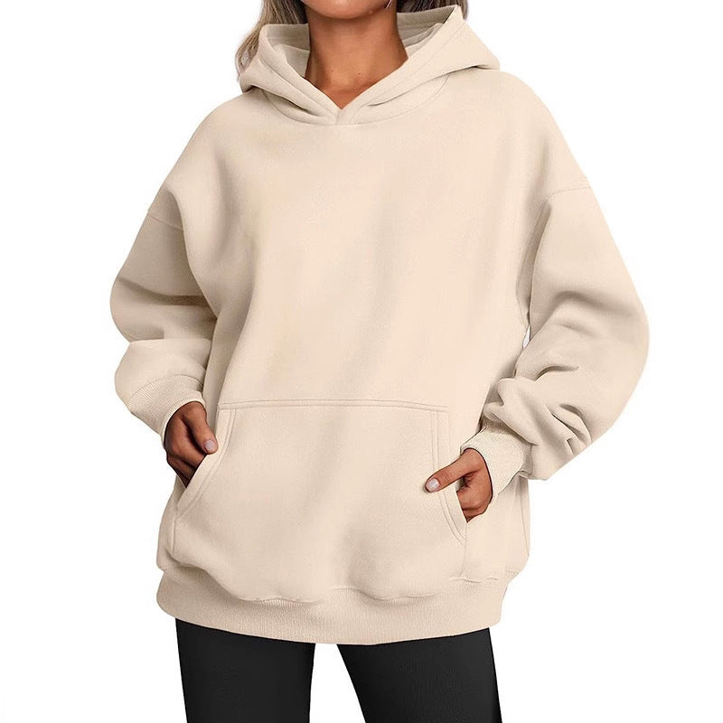 Imara Oversized Kapuzenpullover in Beige, Vorderansicht