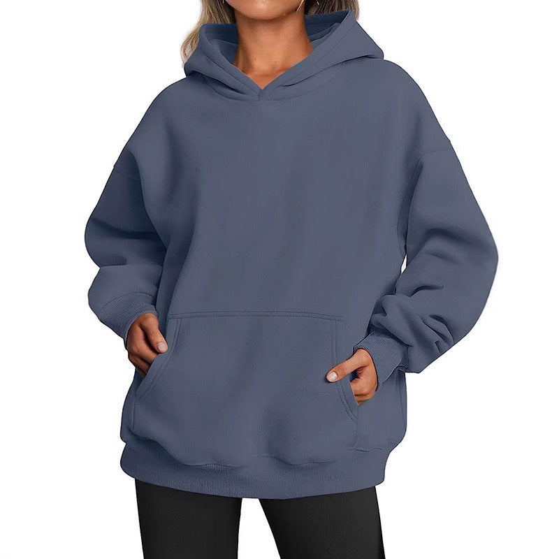 Imara Oversized Kapuzenpullover in Graublau, Vorderansicht