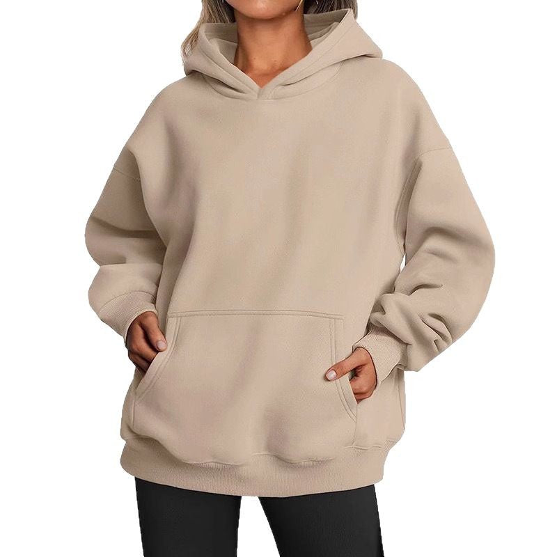 Imara Oversized Kapuzenpullover in Sand, Vorderansicht