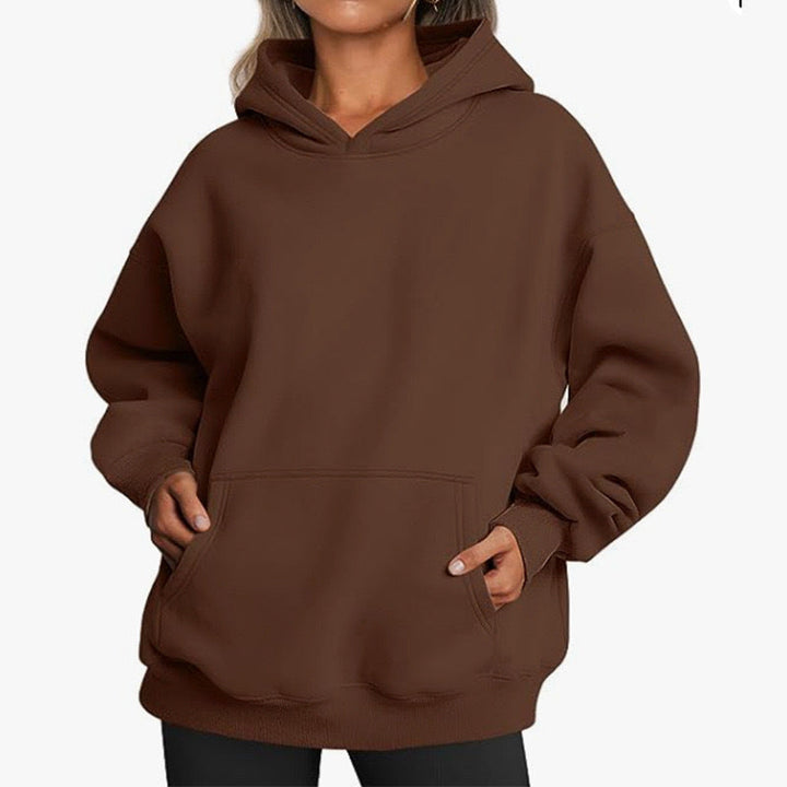 Imara Oversized Kapuzenpullover in Kaffeebraun, Vorderansicht
