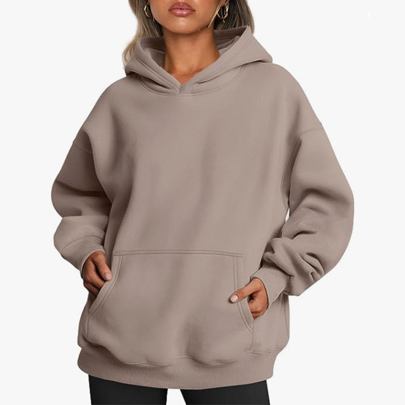 Imara Oversized Kapuzenpullover in Taupe, Vorderansicht