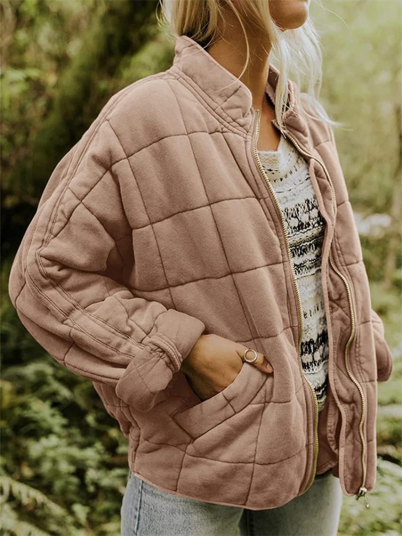 Ines Winterjacke in Rosa, Nahaufnahme Steppmuster