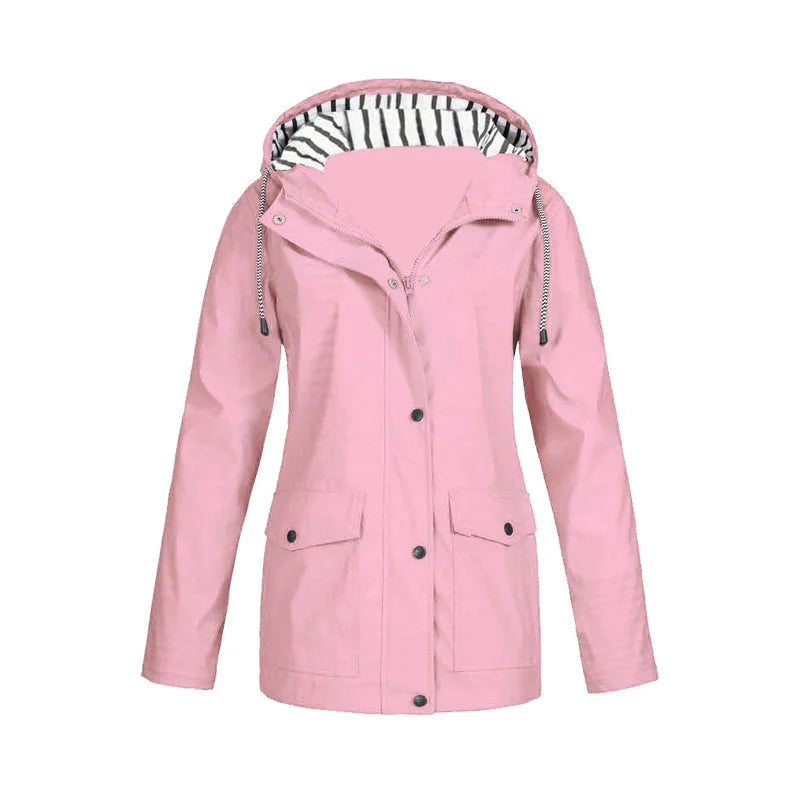 Josefin rosa wasserdichte Kapuzenjacke, Vorderansicht
