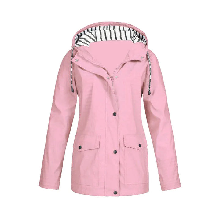 Josefin rosa wasserdichte Kapuzenjacke, Vorderansicht