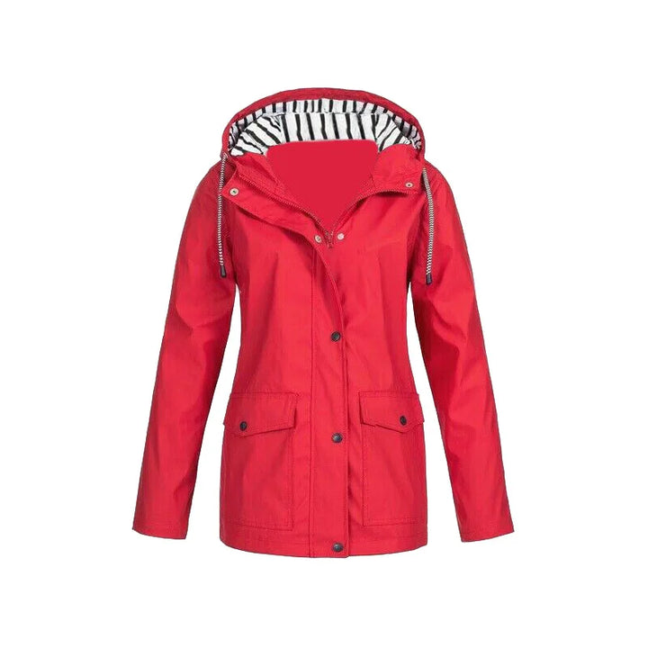 Josefin rote Regenjacke mit Kordelzug-Kapuze, Vorderansicht