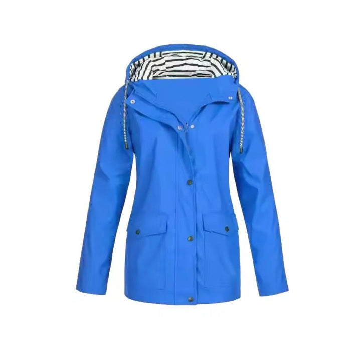 Josefin blaue winddichte Kapuzenjacke, Vorderansicht