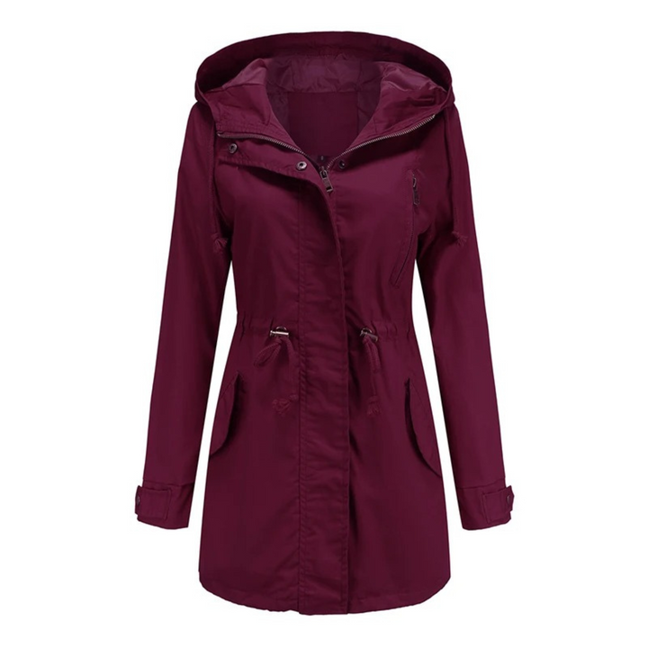 Josefine weinrote Winterjacke mit Kapuze, Vorderansicht