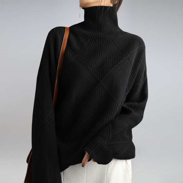 Josephine schwarzer Rollkragenpullover, Seitenansicht