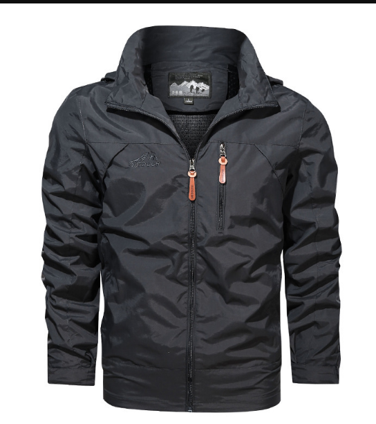 Julius wasserdichte Kapuzenjacke in Schwarz, Detailansicht