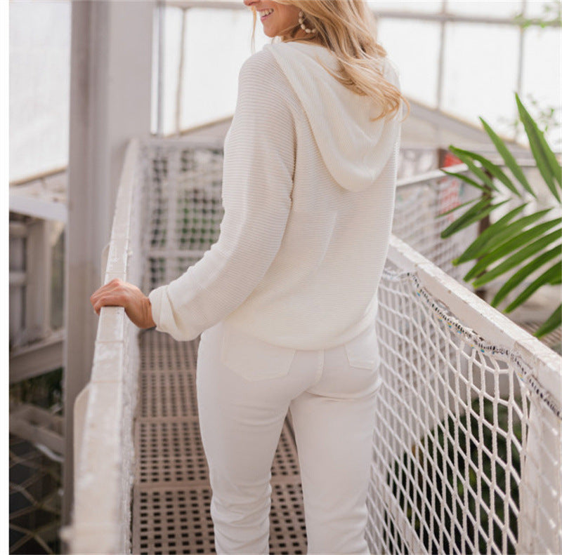 Liora weisser cropped Kapuzenpullover, Rückansicht