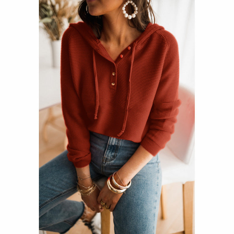 Liora ziegelroter cropped Kapuzenpullover, Nahaufnahme