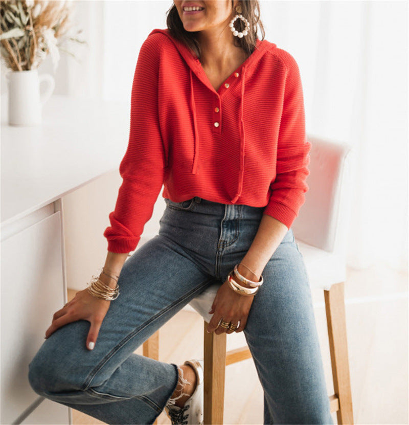 Liora roter cropped Kapuzenpullover, Seitenansicht