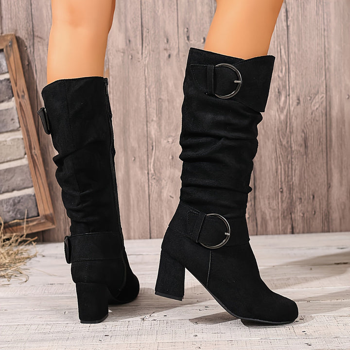 Liska Slouchy Stiefel mit Blockabsatz, schwarz, Rückansicht beider Stiefel