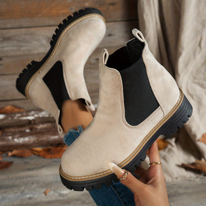 Livana beige Chelsea Stiefeletten, Ansicht von oben