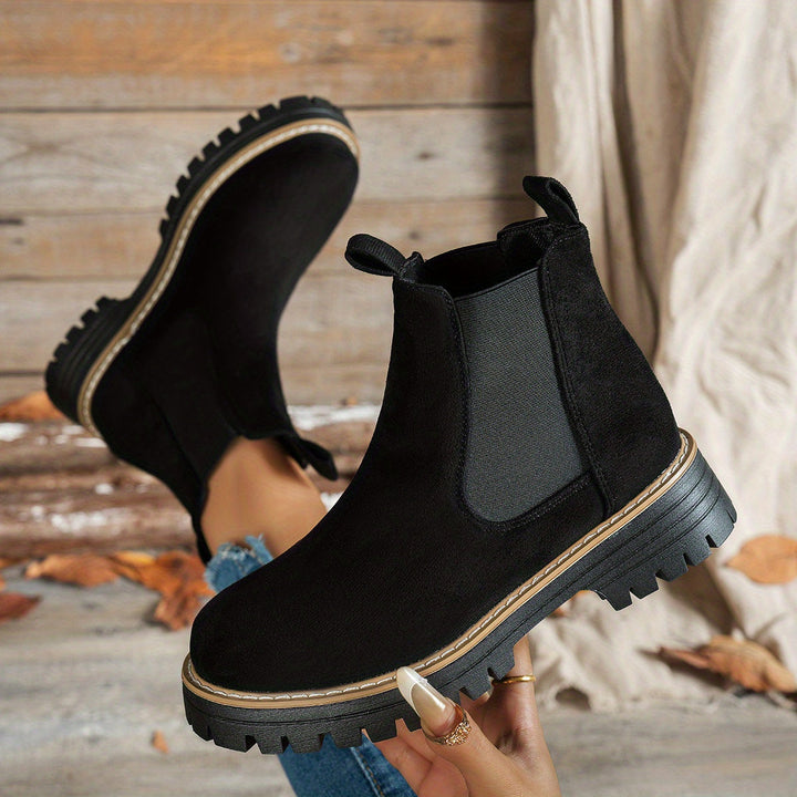 Livana schwarze Chelsea Stiefeletten, Ansicht von oben