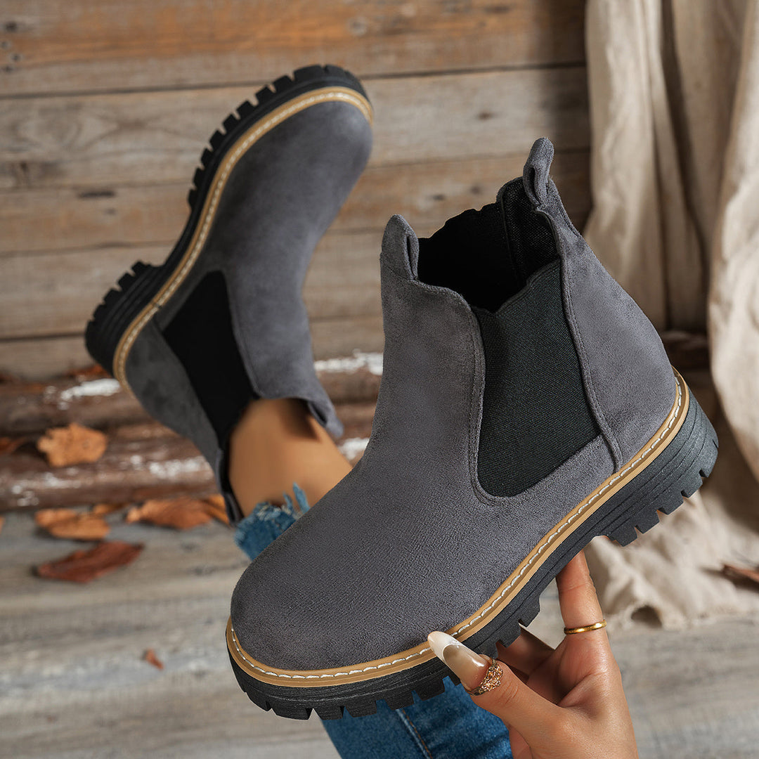 Livana graue Chelsea Stiefeletten, Ansicht von oben