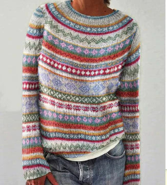 Margaux Strickpullover in Mehrfarben-Muster, Vorderansicht