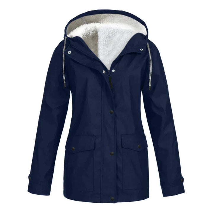 Mirja Regenjacke in Dunkelblau mit Kapuze, Vorderansicht