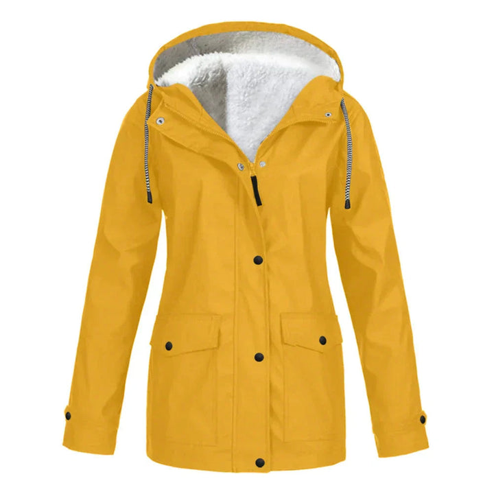 Mirja Regenjacke in Gelb mit Fleece-Futter, Vorderansicht