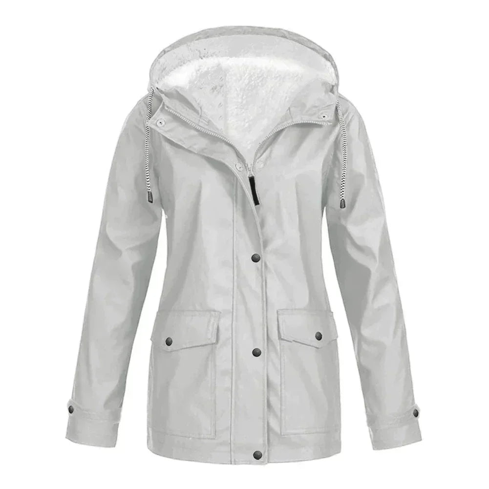 Mirja Regenjacke in Weiss mit Kapuze, Vorderansicht