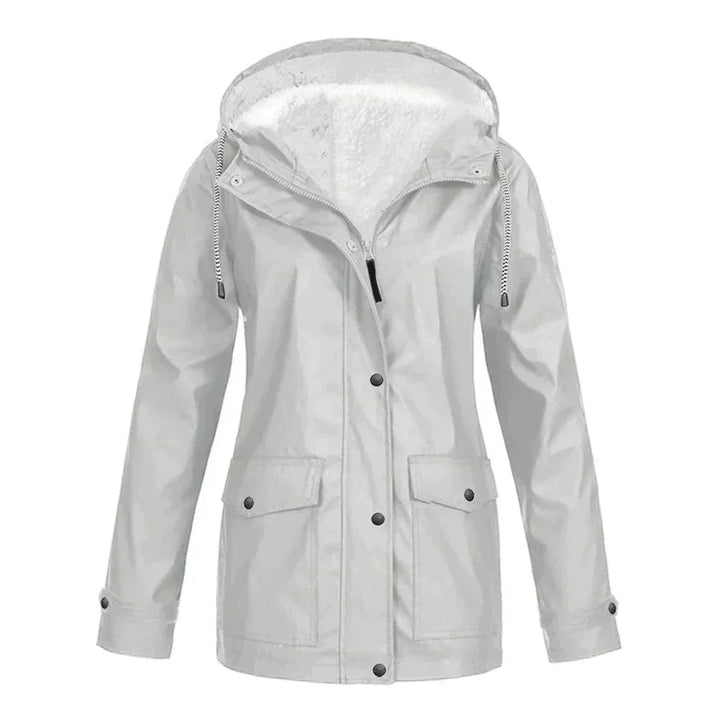 Mirja Regenjacke in Weiss mit Kapuze, Vorderansicht