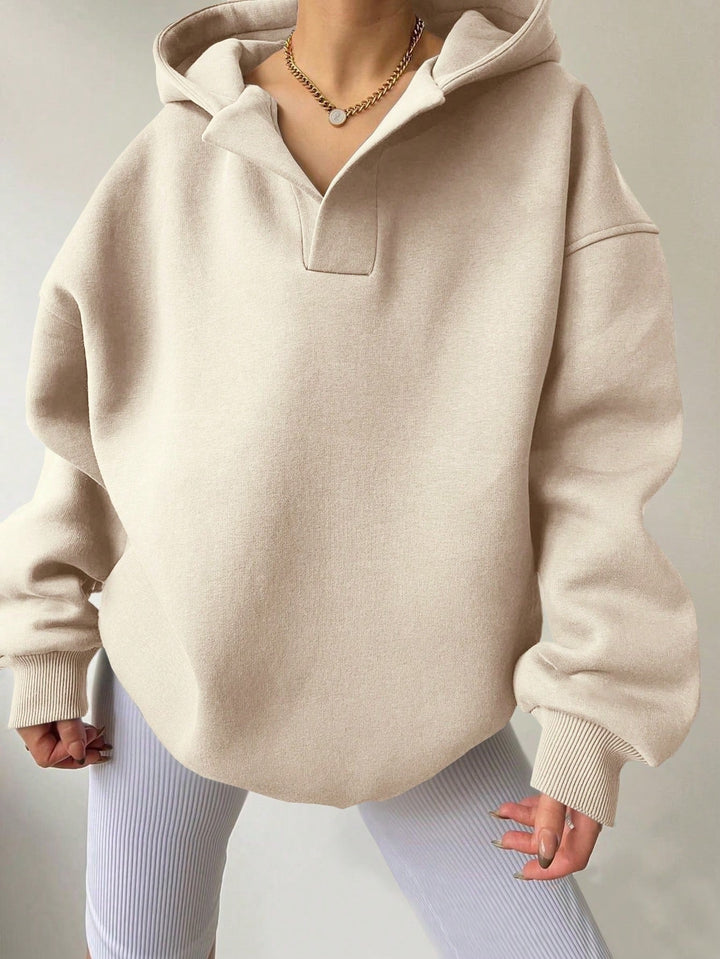 Nadja Oversized Hoodie in Beige, Vorderansicht