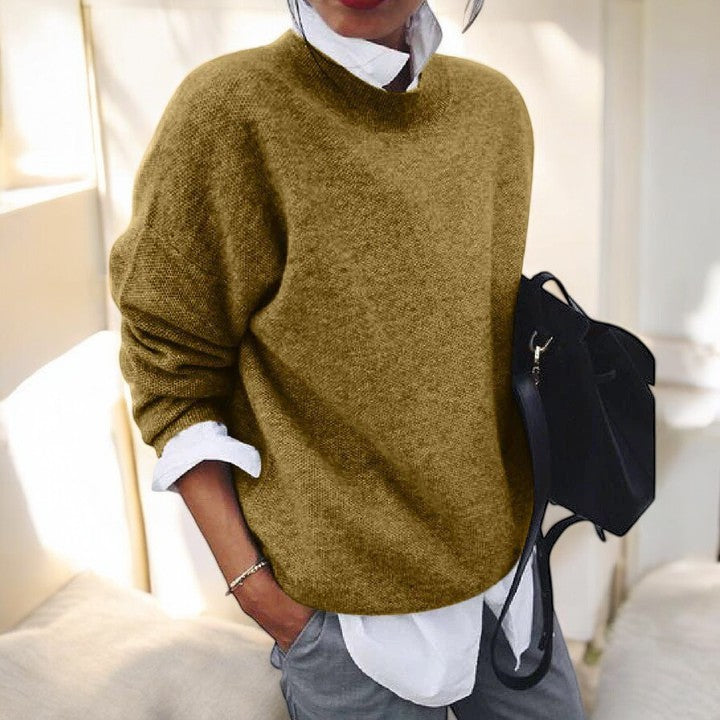 Naima khaki Oversize Rollkragen Pullover, Vorderansicht