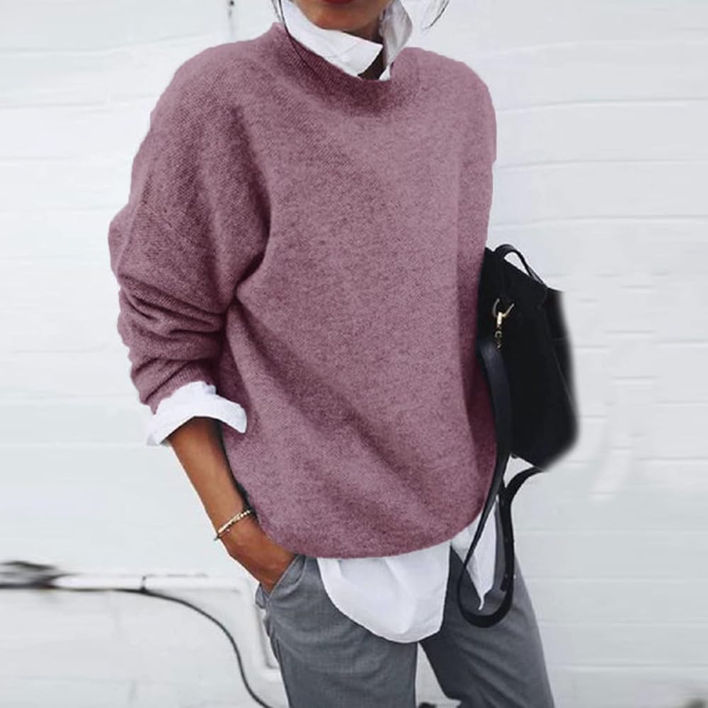 Naima rosa Oversize Rollkragen Pullover, Vorderansicht