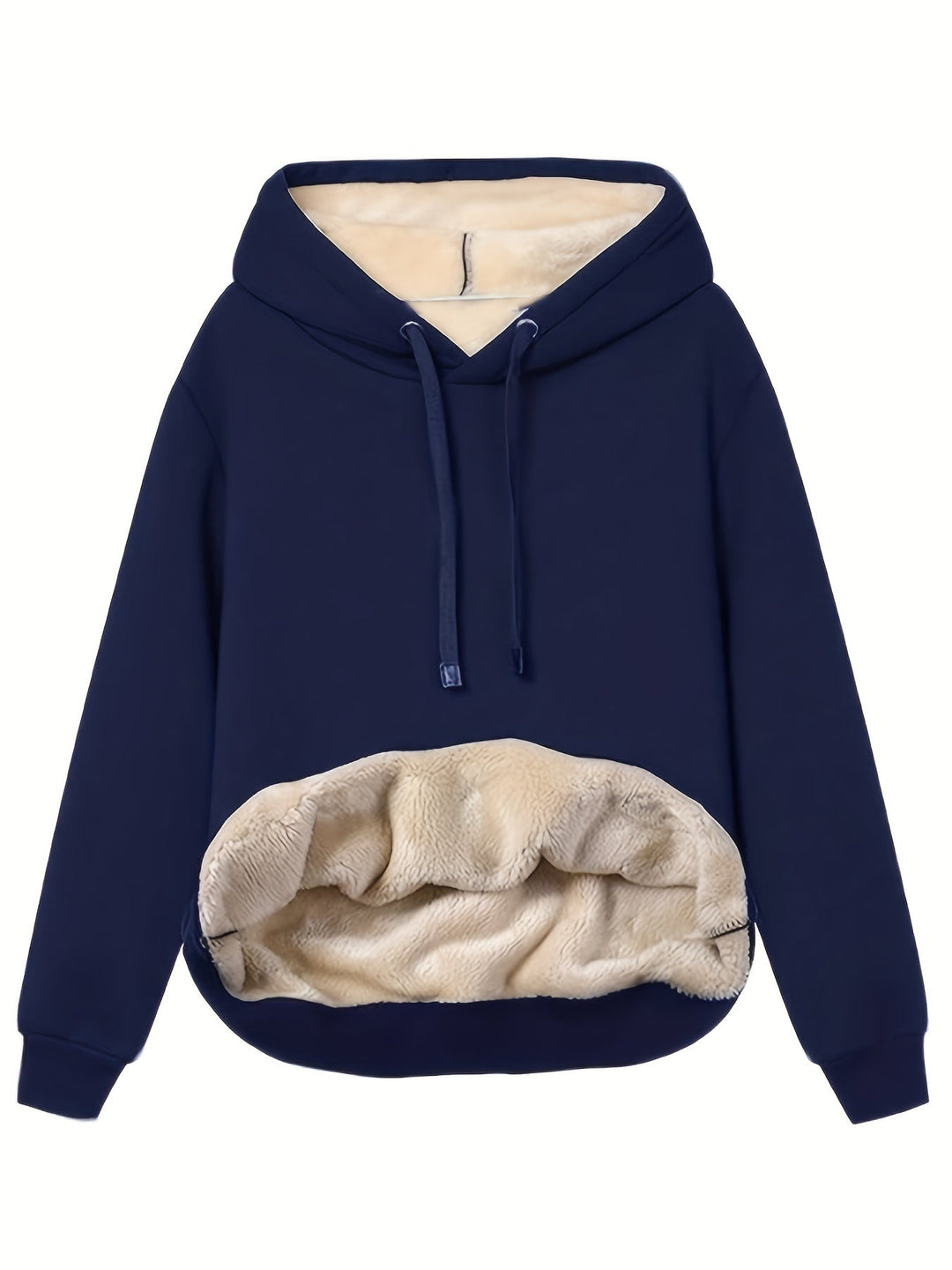 Nessa dunkelblauer Fleece Kapuzenpullover, Vorderansicht