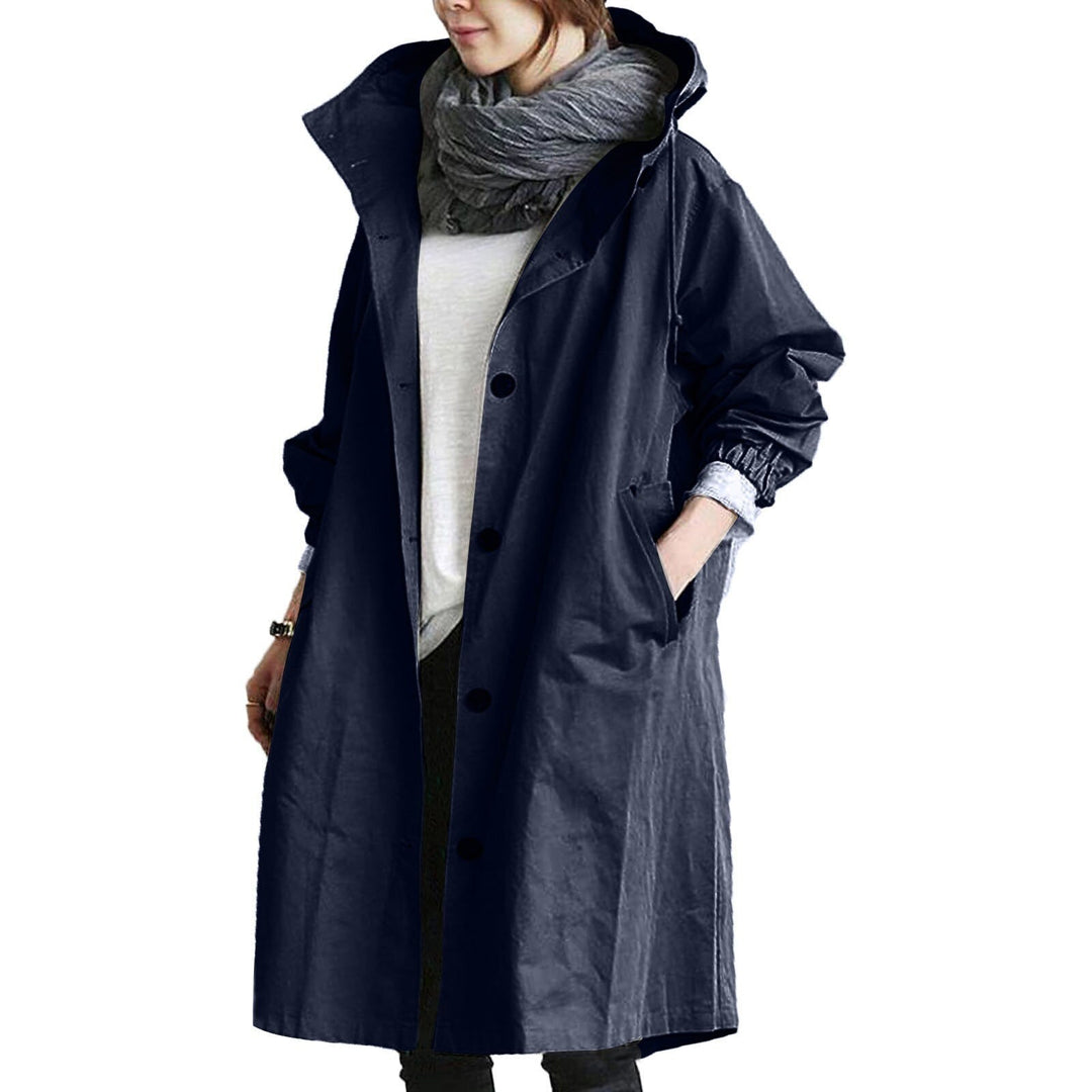 Noelia Oversized Regenjacke mit Kapuze, Vorderansicht in Dunkelblau