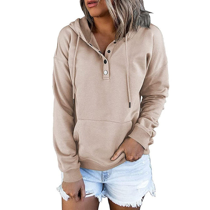 Priska Kapuzenpullover mit Knopfleiste in Beige, Vorderansicht