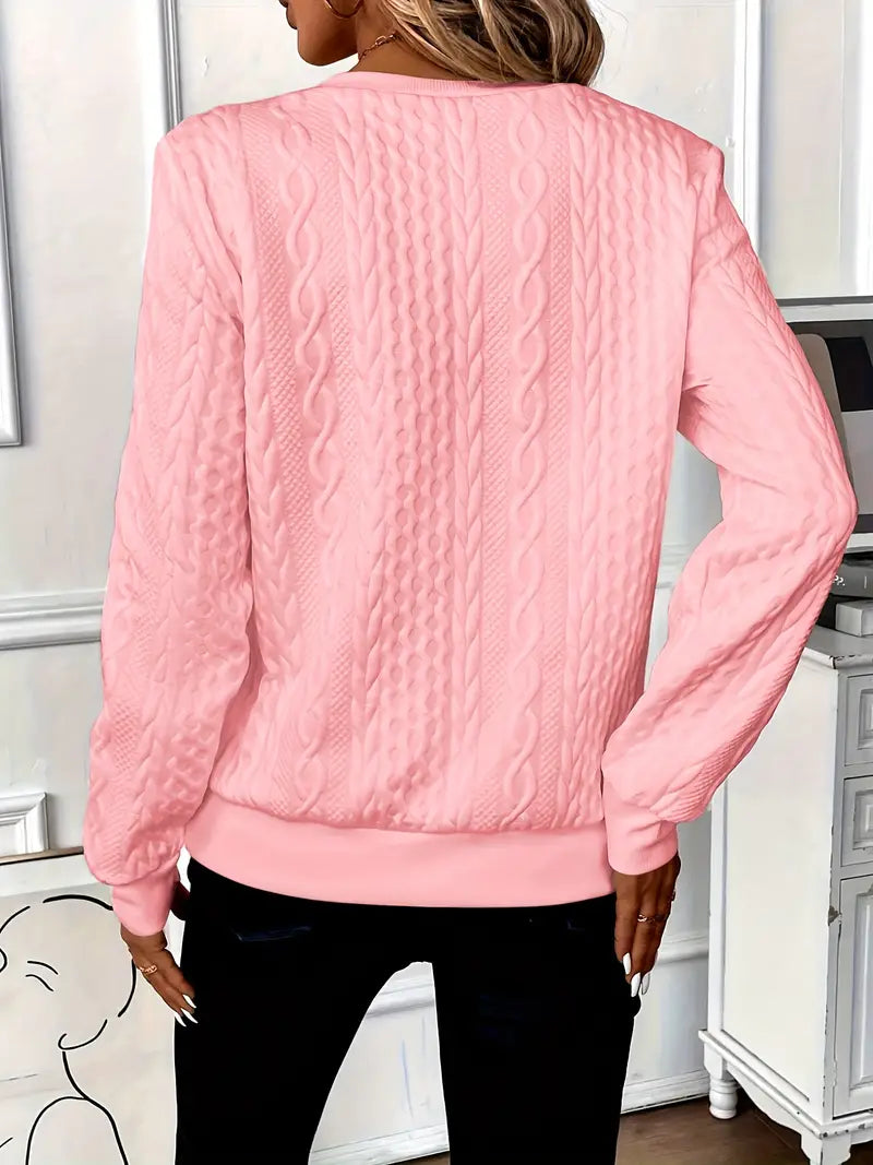Rosalie Kabelstrick Pullover in Rosa, Rückansicht