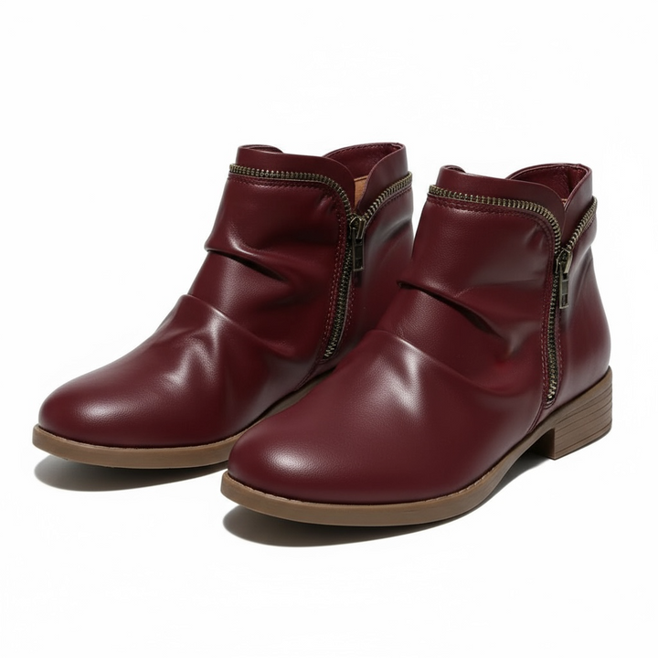 Sabine Ankle Boots in Weinrot, Paaransicht schräg von vorne