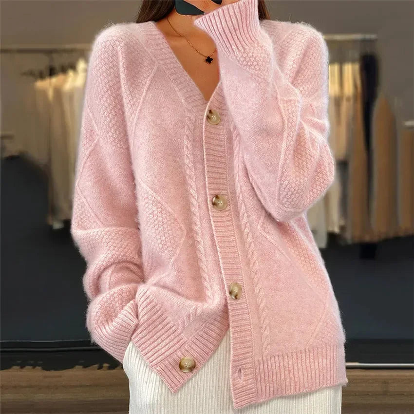Selina Strickjacke Detailansicht in Rosa