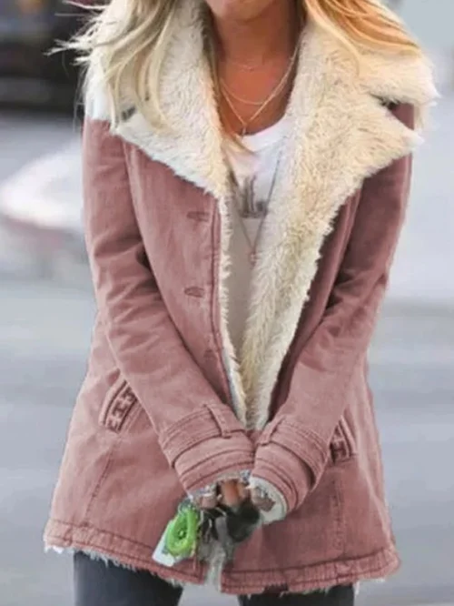 Talia altrosa Winterjacke mit Fellkragen, Vorderansicht
