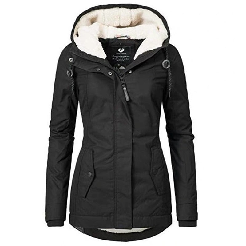 Talina Winterjacke in Schwarz, Detailansicht Kapuze