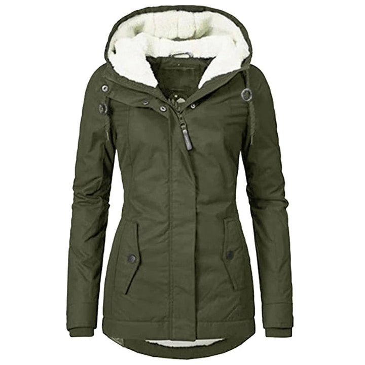 Talina Winterjacke in Grün, Detailansicht Vorderseite