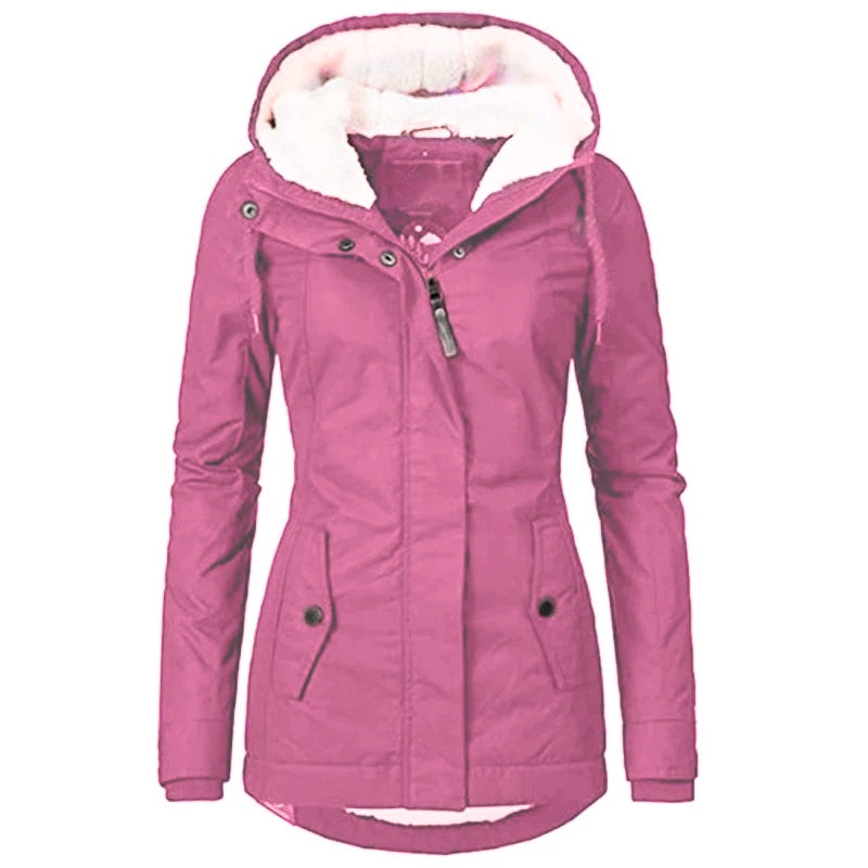 Talina Winterjacke in Rosa, Detailansicht Vorderseite